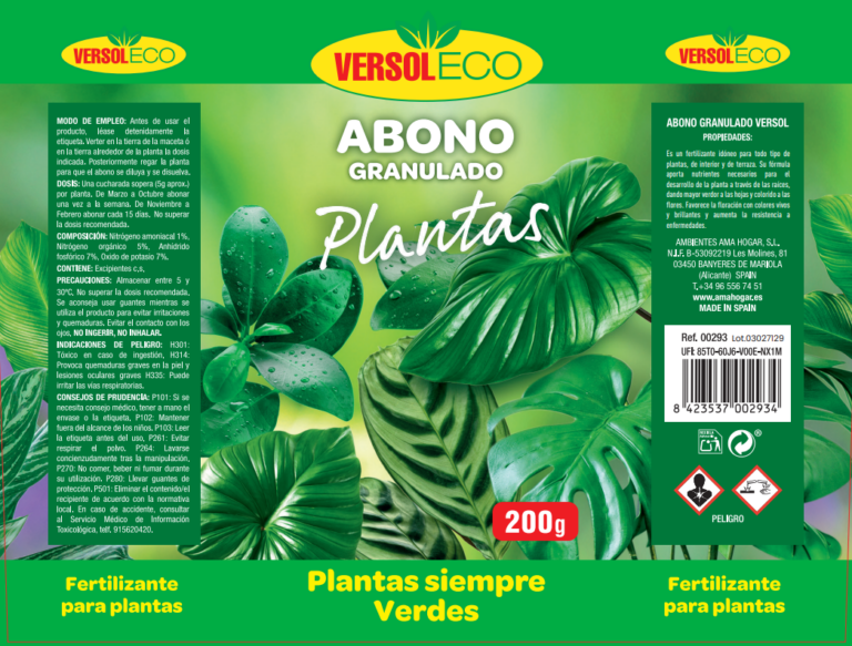 ABONO GRANULADO PLANTAS VERSOL 200GR