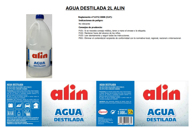 AGUA DESTILADA ALIN 2 LITROS