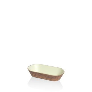 FUENTE MINI OVAL SNACK BLANCO/BAMBU 15X8 C/36