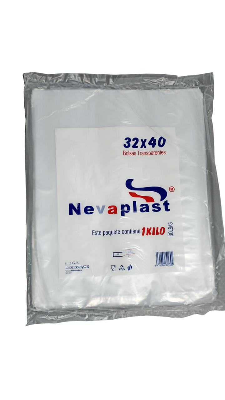 ▷ PLASTICO TRANSPARENTE 32X40 C/25 NEVAPLAST